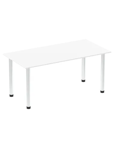 Dynamic Impulse 1600mm Straight Writing Desk Table White Top Chrome Post Leg I003594