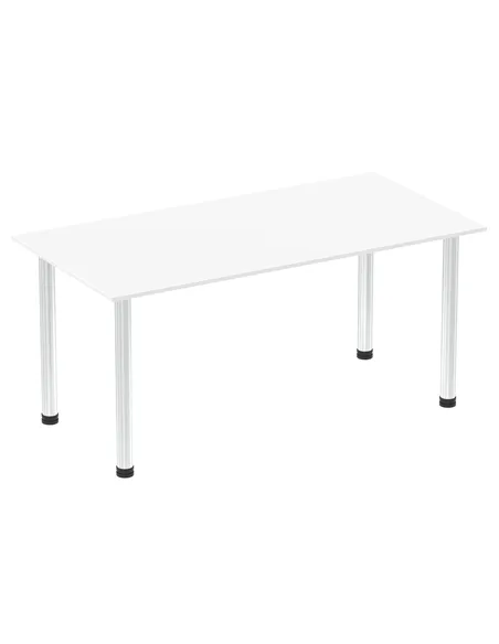 Dynamic Impulse 1600mm Straight Writing Desk Table White Top Chrome Post Leg I003594