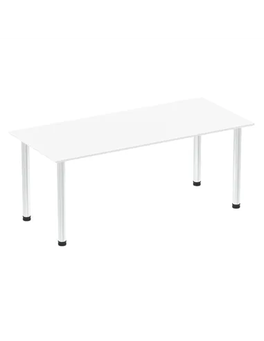Dynamic Impulse 1800mm Straight Writing Desk Table White Top Chrome Post Leg I003599