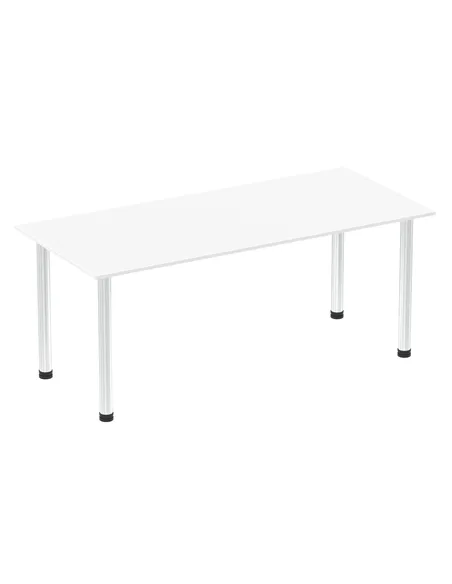 Dynamic Impulse 1800mm Straight Writing Desk Table White Top Chrome Post Leg I003599
