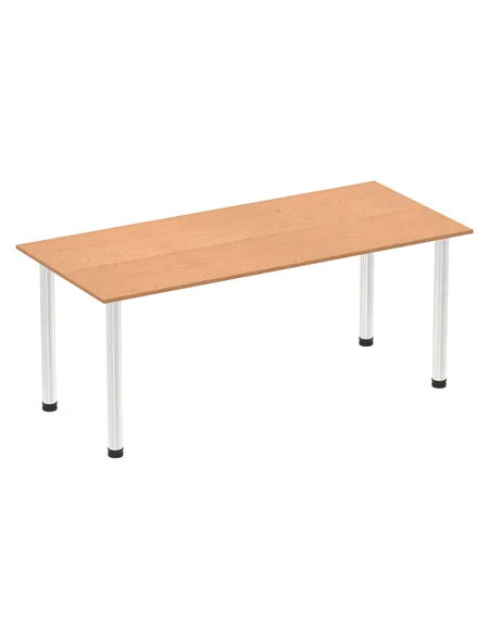 Dynamic Impulse 1800mm Straight Writing Desk Table Oak Top Chrome Post Leg I003600