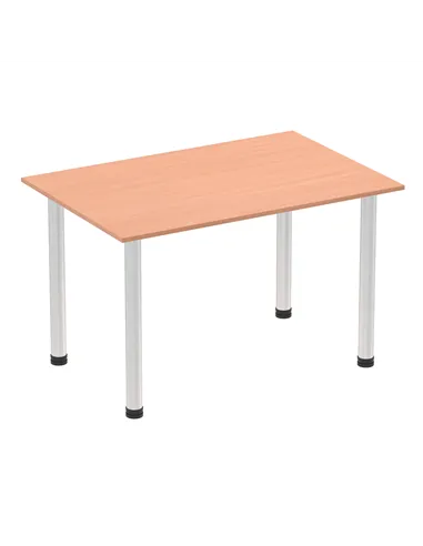 Dynamic Impulse 1200mm Straight Writing Desk Table Beech Top Brushed Aluminium Post Leg I003631