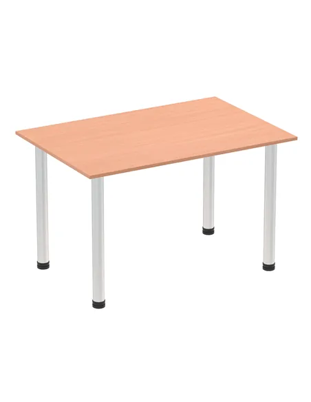 Dynamic Impulse 1200mm Straight Writing Desk Table Beech Top Brushed Aluminium Post Leg I003631
