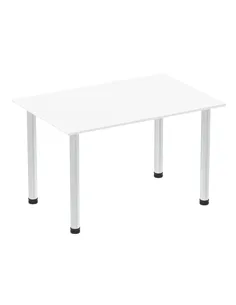 Dynamic Impulse 1200mm Straight Writing Desk Table White Top Brushed Aluminium Post Leg I003632
