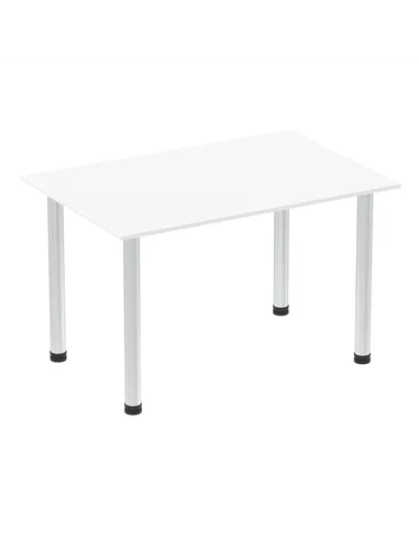 Dynamic Impulse 1200mm Straight Writing Desk Table White Top Brushed Aluminium Post Leg I003632