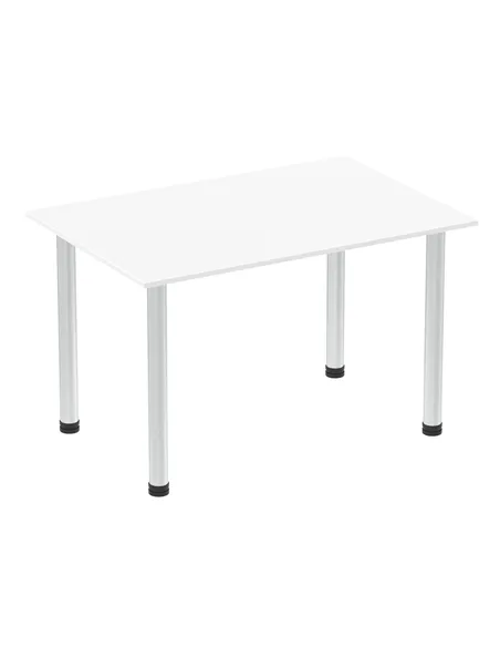 Dynamic Impulse 1200mm Straight Writing Desk Table White Top Brushed Aluminium Post Leg I003632
