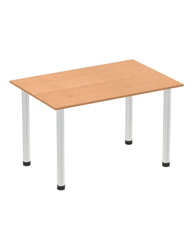 Dynamic Impulse 1200mm Straight Writing Desk Table Oak Top Brushed Aluminium Post Leg I003633