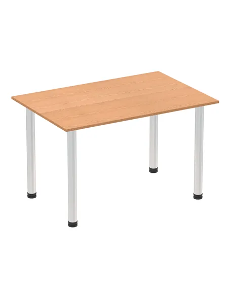 Dynamic Impulse 1200mm Straight Writing Desk Table Oak Top Brushed Aluminium Post Leg I003633