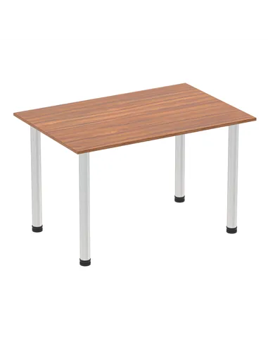 Dynamic Impulse 1200mm Straight Writing Desk Table Walnut Top Brushed Aluminium Post Leg I003634