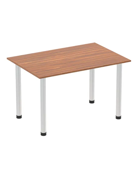 Dynamic Impulse 1200mm Straight Writing Desk Table Walnut Top Brushed Aluminium Post Leg I003634
