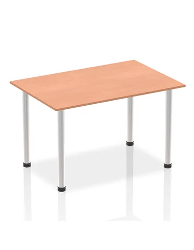 Dynamic Impulse 1400mm Straight Writing Desk Table Beech Top Brushed Aluminium Post Leg I003636