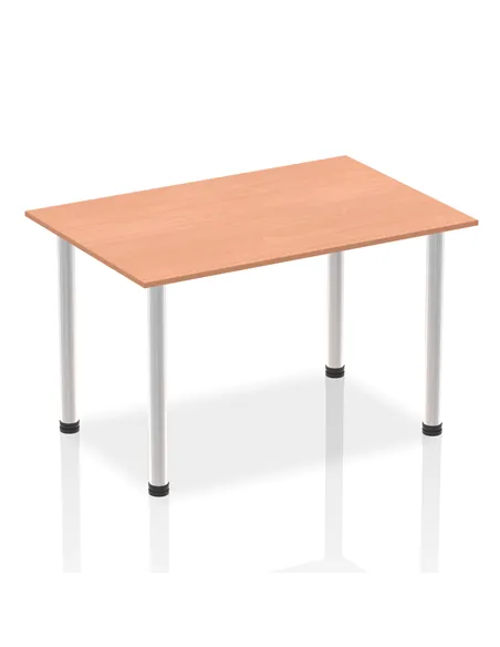 Dynamic Impulse 1400mm Straight Writing Desk Table Beech Top Brushed Aluminium Post Leg I003636