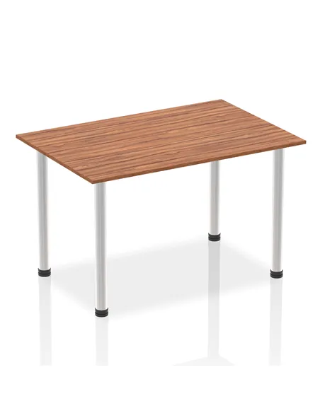 Dynamic Impulse 1400mm Straight Writing Desk Table Walnut Top Brushed Aluminium Post Leg I003638