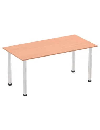 Dynamic Impulse 1600mm Straight Writing Desk Table Beech Top Brushed Aluminium Post Leg I003641