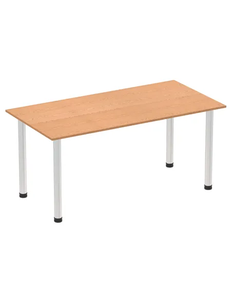 Dynamic Impulse 1600mm Straight Writing Desk Table Oak Top Brushed Aluminium Post Leg I003643