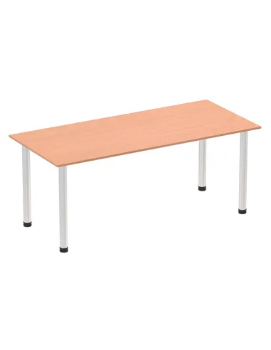 Dynamic Impulse 1800mm Straight Writing Desk Table Beech Top Brushed Aluminium Post Leg I003646
