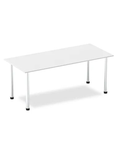 Dynamic Impulse 1800mm Straight Writing Desk Table White Top Brushed Aluminium Post Leg I003647