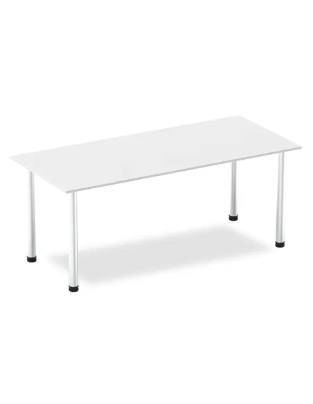 Dynamic Impulse 1800mm Straight Writing Desk Table White Top Brushed Aluminium Post Leg I003647