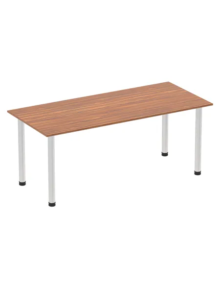 Dynamic Impulse 1800mm Straight Writing Desk Table Walnut Top Brushed Aluminium Post Leg I003649