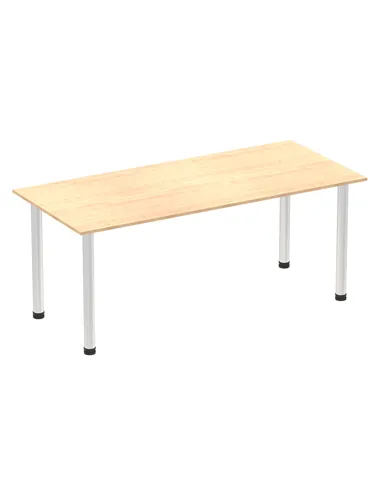 Dynamic Impulse 1800mm Straight Writing Desk Table Maple Top Brushed Aluminium Post Leg I003650