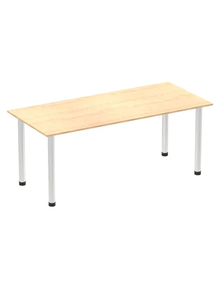 Dynamic Impulse 1800mm Straight Writing Desk Table Maple Top Brushed Aluminium Post Leg I003650