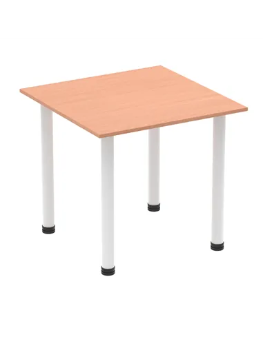 Dynamic Impulse 800mm Square Writing Desk Table Beech Top White Post Leg I003674