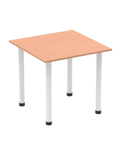 Dynamic Impulse 800mm Square Writing Desk Table Beech Top White Post Leg I003674