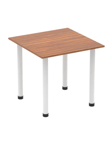 Dynamic Impulse 800mm Square Writing Desk Table Walnut Top White Post Leg I003677