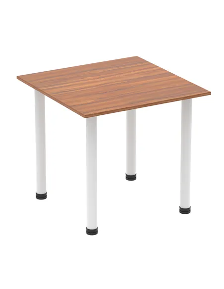 Dynamic Impulse 800mm Square Writing Desk Table Walnut Top White Post Leg I003677