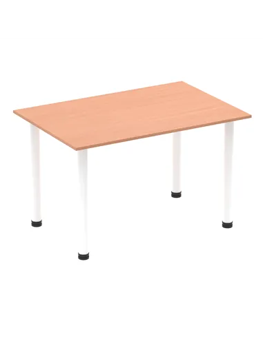 Dynamic Impulse 1200mm Straight Writing Desk Table Beech Top White Post Leg I003679