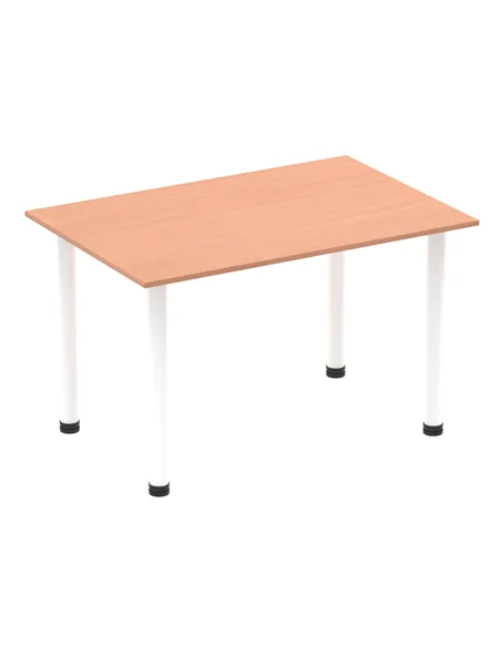 Dynamic Impulse 1200mm Straight Writing Desk Table Beech Top White Post Leg I003679