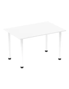 Dynamic Impulse 1200mm Straight Writing Desk Table White Top White Post Leg I003680
