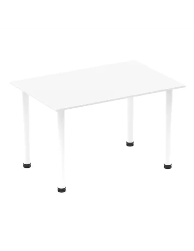 Dynamic Impulse 1200mm Straight Writing Desk Table White Top White Post Leg I003680