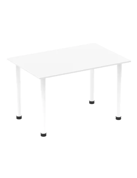 Dynamic Impulse 1200mm Straight Writing Desk Table White Top White Post Leg I003680