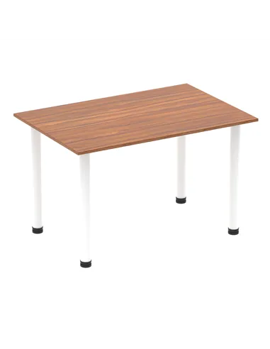 Dynamic Impulse 1200mm Straight Writing Desk Table Walnut Top White Post Leg I003682