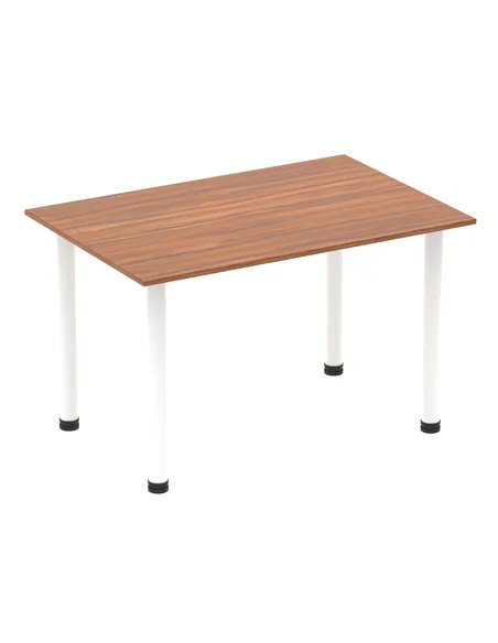 Dynamic Impulse 1200mm Straight Writing Desk Table Walnut Top White Post Leg I003682