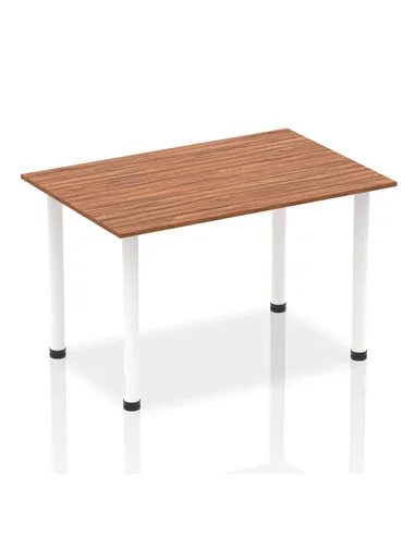 Dynamic Impulse 1400mm Straight Writing Desk Table Walnut Top White Post Leg I003686