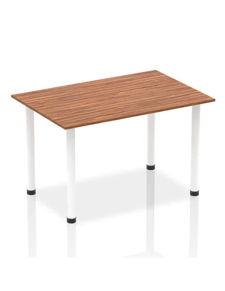 Dynamic Impulse 1400mm Straight Writing Desk Table Walnut Top White Post Leg I003686
