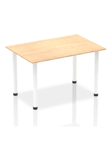 Dynamic Impulse 1400mm Straight Writing Desk Table Maple Top White Post Leg I003687