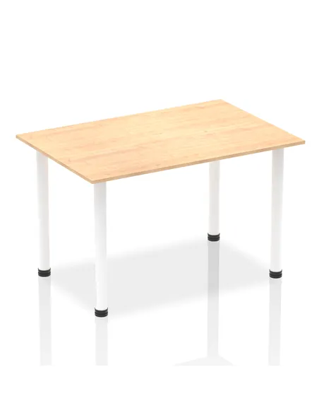 Dynamic Impulse 1400mm Straight Writing Desk Table Maple Top White Post Leg I003687