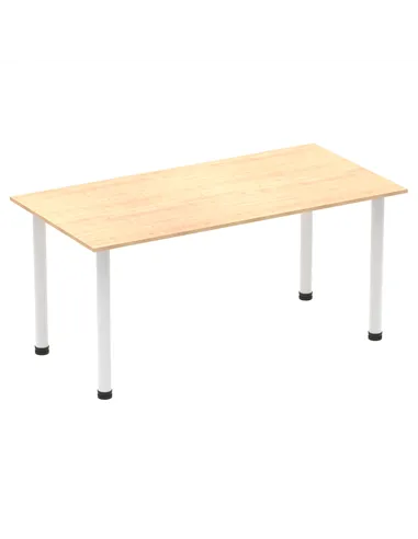 Dynamic Impulse 1600mm Straight Writing Desk Table Maple Top White Post Leg I003693