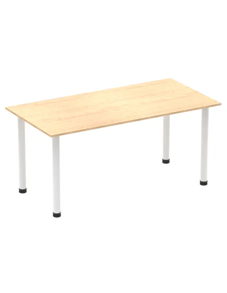 Dynamic Impulse 1600mm Straight Writing Desk Table Maple Top White Post Leg I003693
