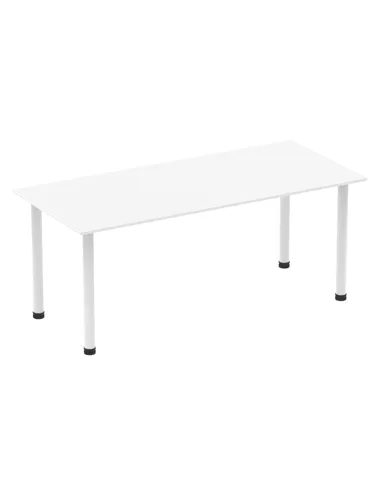 Dynamic Impulse 1800mm Straight Writing Desk Table White Top White Post Leg I003695