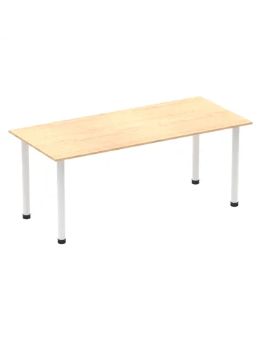 Dynamic Impulse 1800mm Straight Writing Desk Table Maple Top White Post Leg I003698