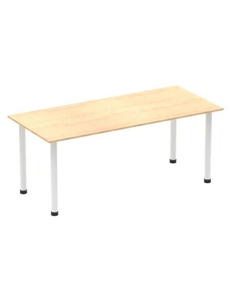 Dynamic Impulse 1800mm Straight Writing Desk Table Maple Top White Post Leg I003698