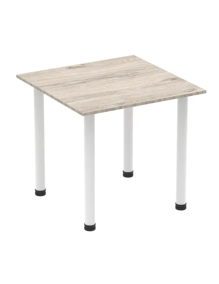 Dynamic Impulse 800mm Square Writing Desk Table Grey Oak Top White Post Leg I003710