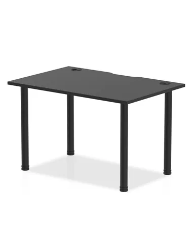 Dynamic Impulse Black Series 1200 x 800mm Straight Table Black Top with Cable Ports Black Post Leg I004200