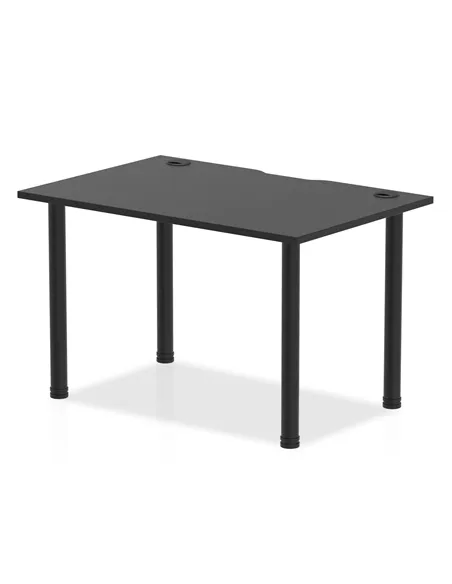 Dynamic Impulse Black Series 1200 x 800mm Straight Table Black Top with Cable Ports Black Post Leg I004200