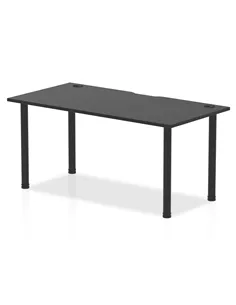 Dynamic Impulse Black Series 1600 x 800mm Straight Table Black Top with Cable Ports Black Post Leg I004202