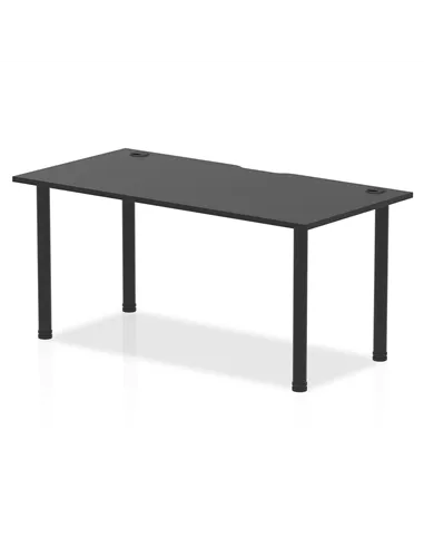 Dynamic Impulse Black Series 1600 x 800mm Straight Table Black Top with Cable Ports Black Post Leg I004202